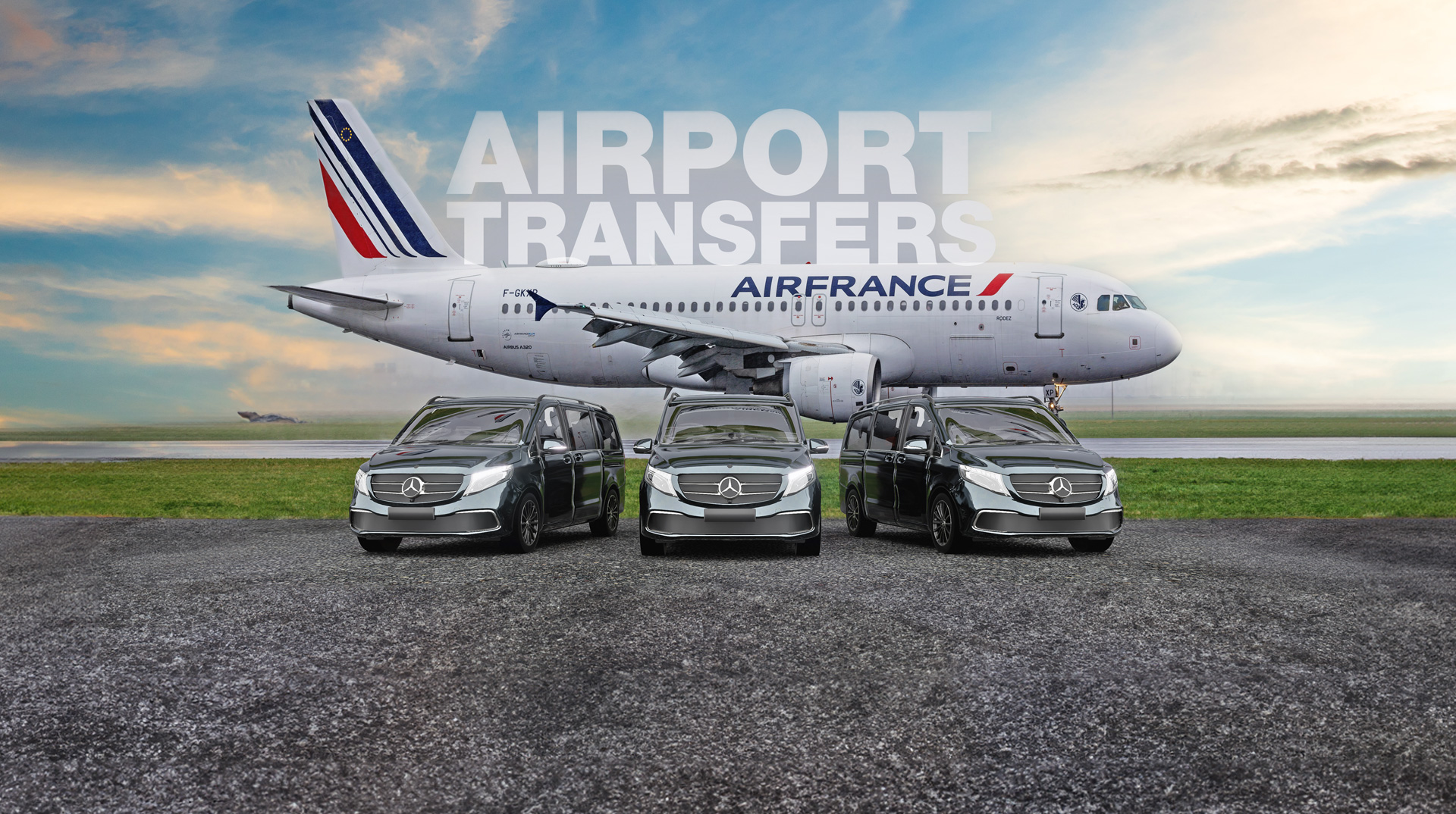 Easy Go Shuttle airport transfer fleet parked at Paris airport - Private transportation from Charles de Gaulle, Orly, and Beauvais airports