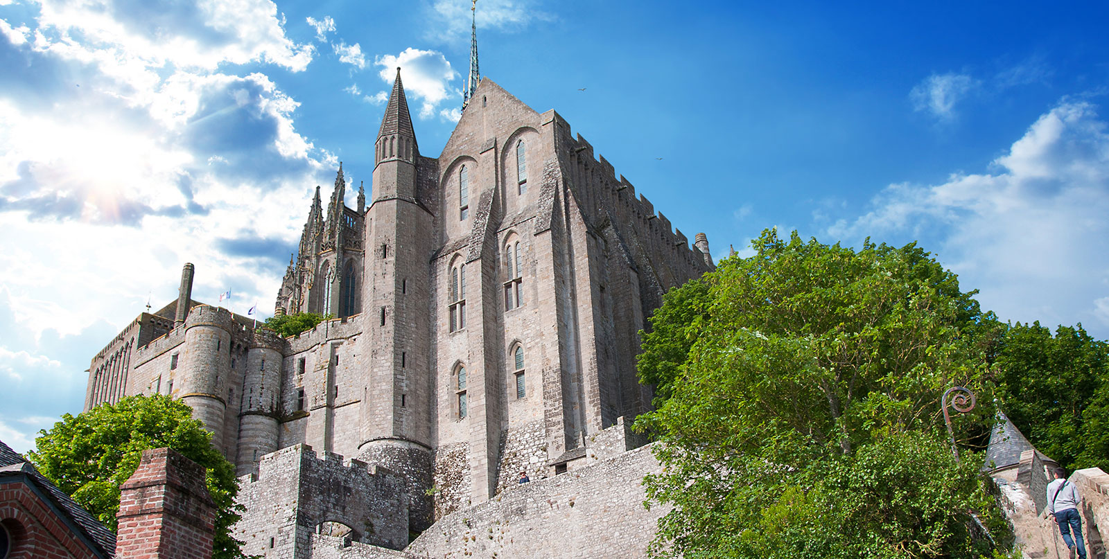 Aerial view of Mont Saint-Michel island - luxury day trip from Paris with reliable transportation by Easy Go Shuttle